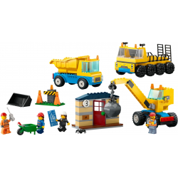 Klocki LEGO 60391 Cieżarowki i dźwig z kulą wyburzeniową CITY